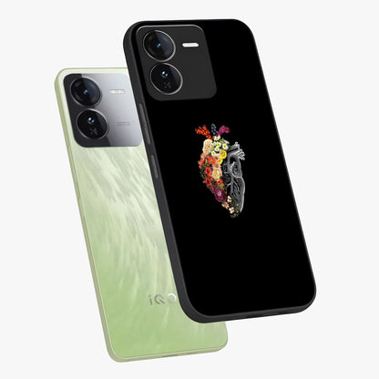 Heart With Flowers Glass Case displayed in angled mockup highlighting romantic flower design with soft aesthetic style.