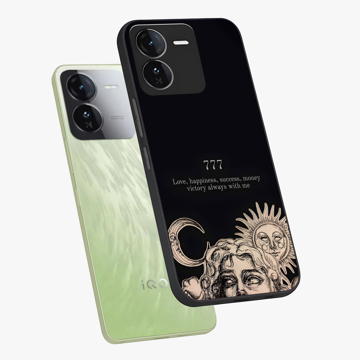 Mystic Victory Aura Glass Case displayed in angled mockup highlighting energetic aura design with bold mystical aesthetic.