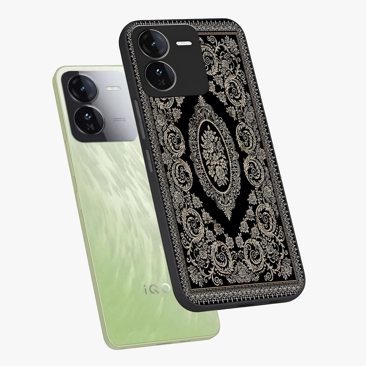 Noir Bloom Elegance Glass Case displayed in angled mockup highlighting refined flower design with stylish noir aesthetic.