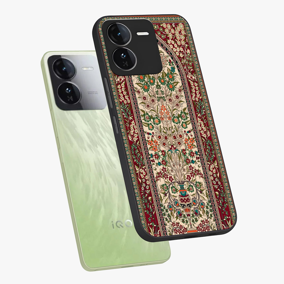Persian Inspired Glass Case displayed in angled mockup highlighting intricate traditional design with elegant cultural aesthetic.