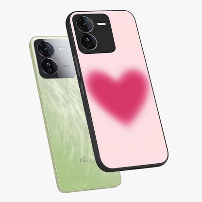 Pink Aura Heart Glass Case displayed in angled mockup highlighting vibrant pink heart design with dreamy aura aesthetic.