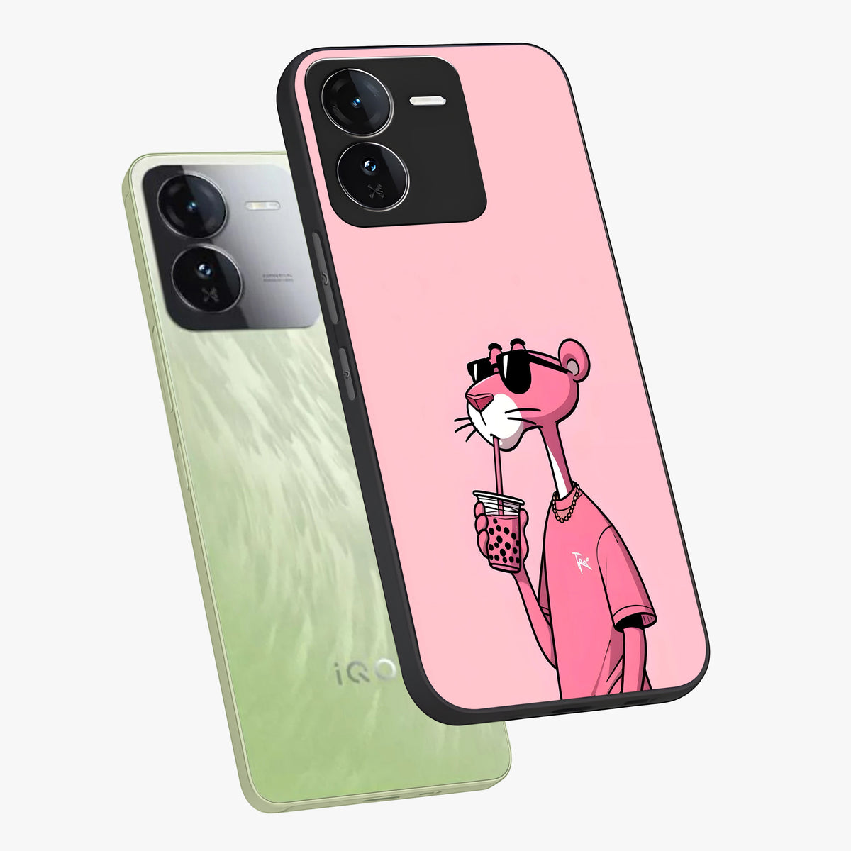 Pink Panther Glass Case displayed in angled mockup highlighting playful cartoon character design with vibrant pink aesthetic.