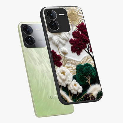 Radiant Bloom Elegance Glass Case displayed in angled mockup highlighting graceful floral design with radiant aesthetic style.