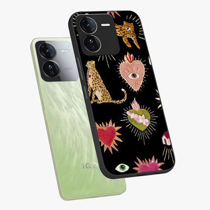 Sacred Jungle Heart Glass Case displayed in angled mockup highlighting lush tropical design with natural aesthetic style.