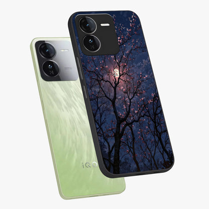 Twilight Sakura Serenade Glass Case displayed in angled mockup highlighting delicate sakura flower design with dreamy aesthetic.