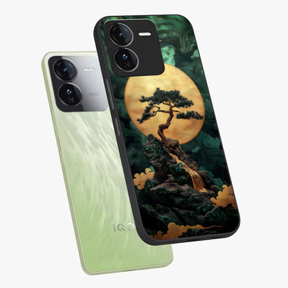 Zen Moon Rise Glass Case displayed in angled mockup highlighting peaceful lunar design with zen aesthetic style.