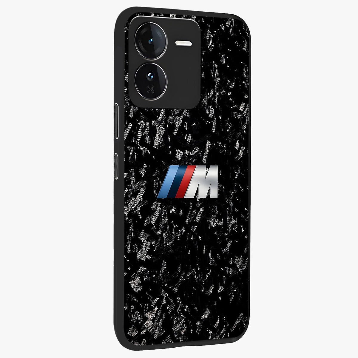 Carbon Speed Mark Glass Case upright view showcasing modern carbon speed graphic with bold automotive theme.