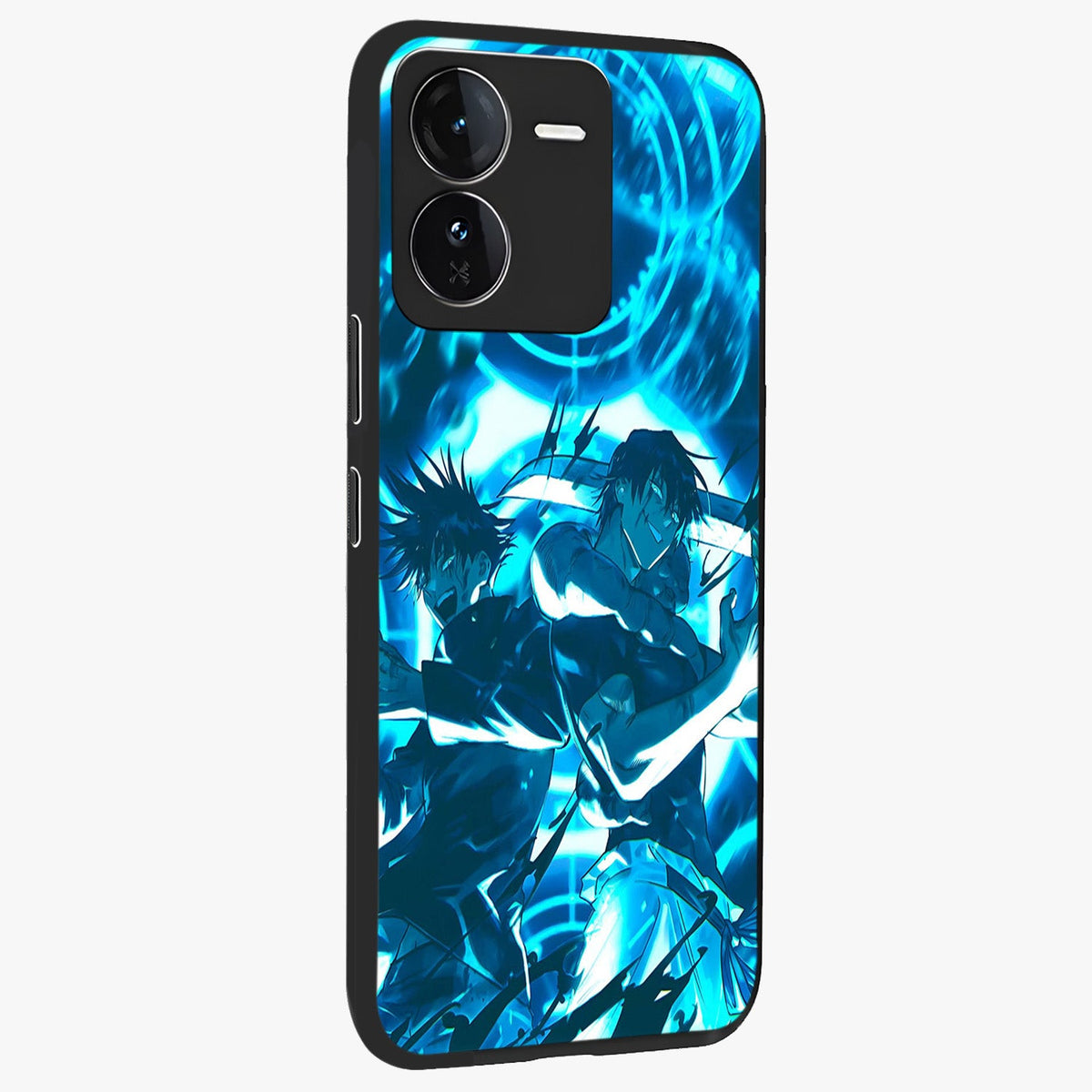 Cursed Energy Clash Glass Case upright view showcasing dramatic clash artwork with bold supernatural theme.