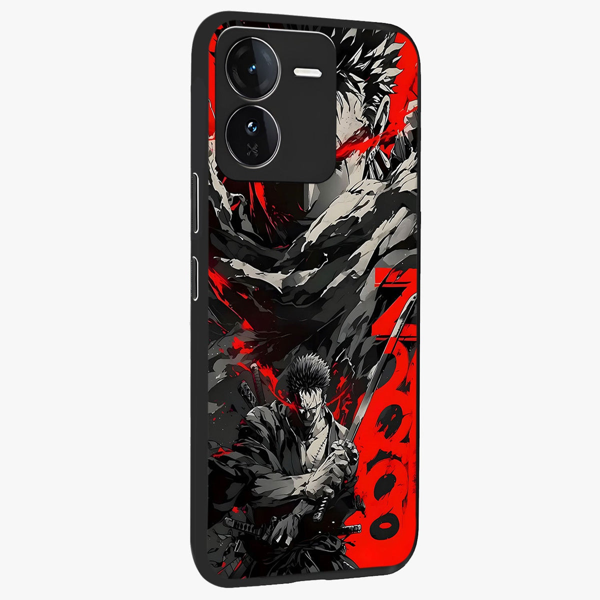 Demon Sword Resolve Glass Case upright view showcasing dramatic warrior artwork with intense battle theme.