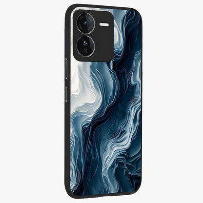 Ethereal Paper Marble Glass Case upright view showcasing smooth marble artwork with refined minimalist theme.