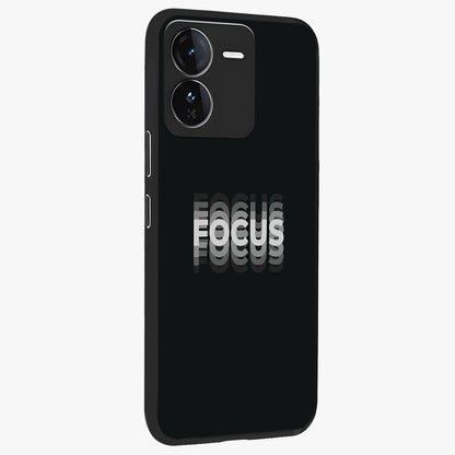Focus Mode On Glass Case upright view showcasing strong typography statement with sleek motivational theme.
