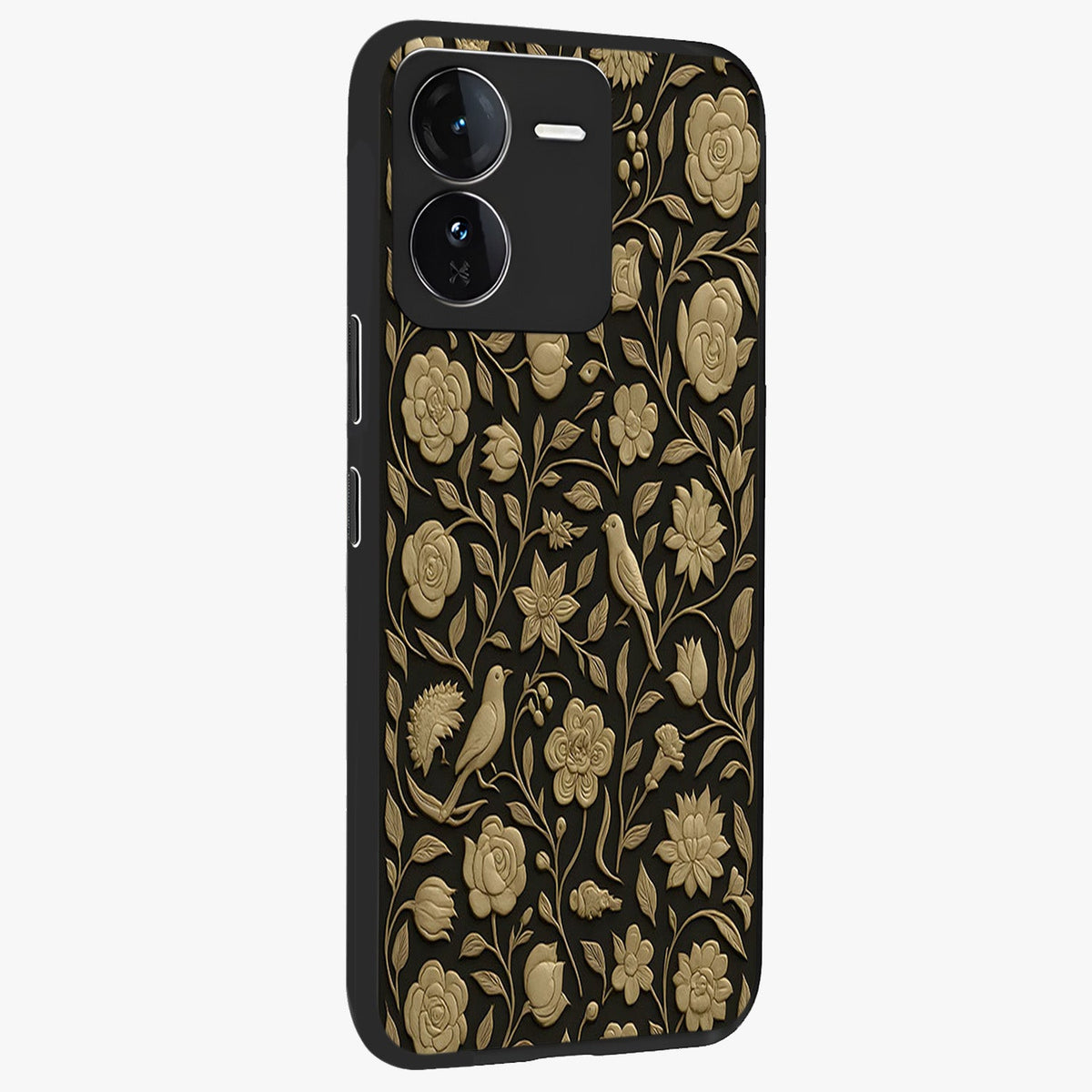 Golden Evil Eye Mandala Glass Case upright view showcasing decorative evil eye mandala artwork with spiritual aesthetic style.