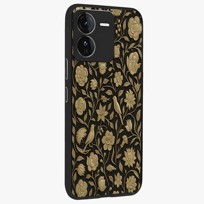 Golden Evil Eye Mandala Glass Case upright view showcasing decorative evil eye mandala artwork with spiritual aesthetic style.