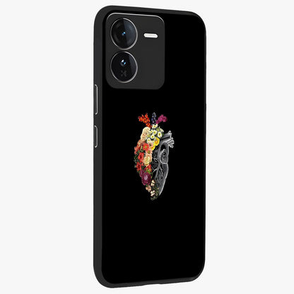 Heart With Flowers Glass Case upright view showcasing decorative heart and floral artwork with sweet romantic theme.