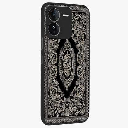 Noir Bloom Elegance Glass Case upright view showcasing graceful floral artwork with luxurious dark theme.