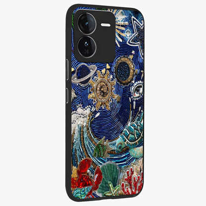 Universe Underwater Spark Glass Case upright view showcasing magical underwater galaxy artwork with vibrant cosmic theme.