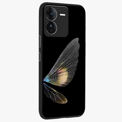 Whispers Of Wings Glass Case upright view showcasing elegant wing artwork with light airy theme.