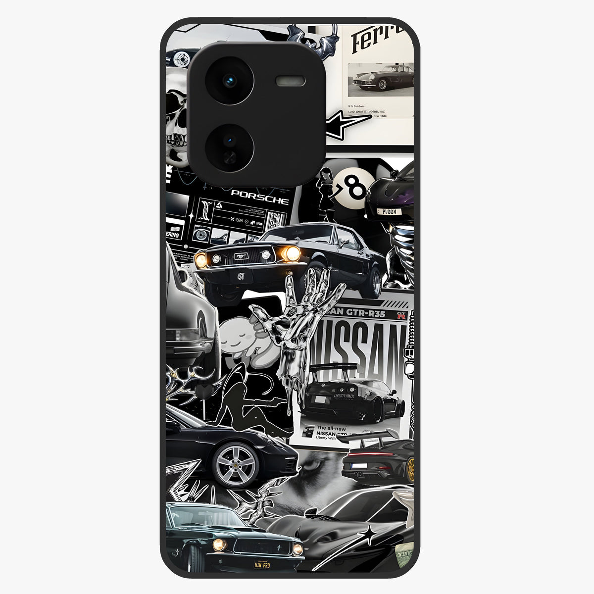 Aesthetic Dark Love Glass Case showing flat back view with dark romantic artwork and glossy glass finish.