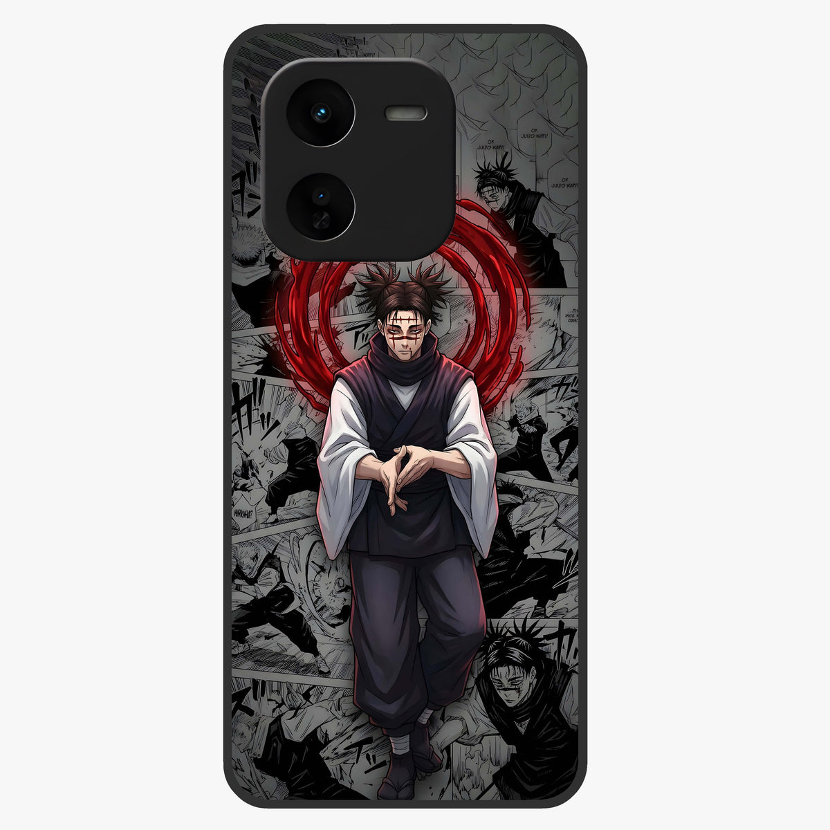 Cursed Ritual Ascension Glass Case showing flat back view with dark ritual themed artwork and glossy glass finish.