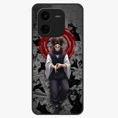 Cursed Ritual Ascension Glass Case showing flat back view with dark ritual themed artwork and glossy glass finish.