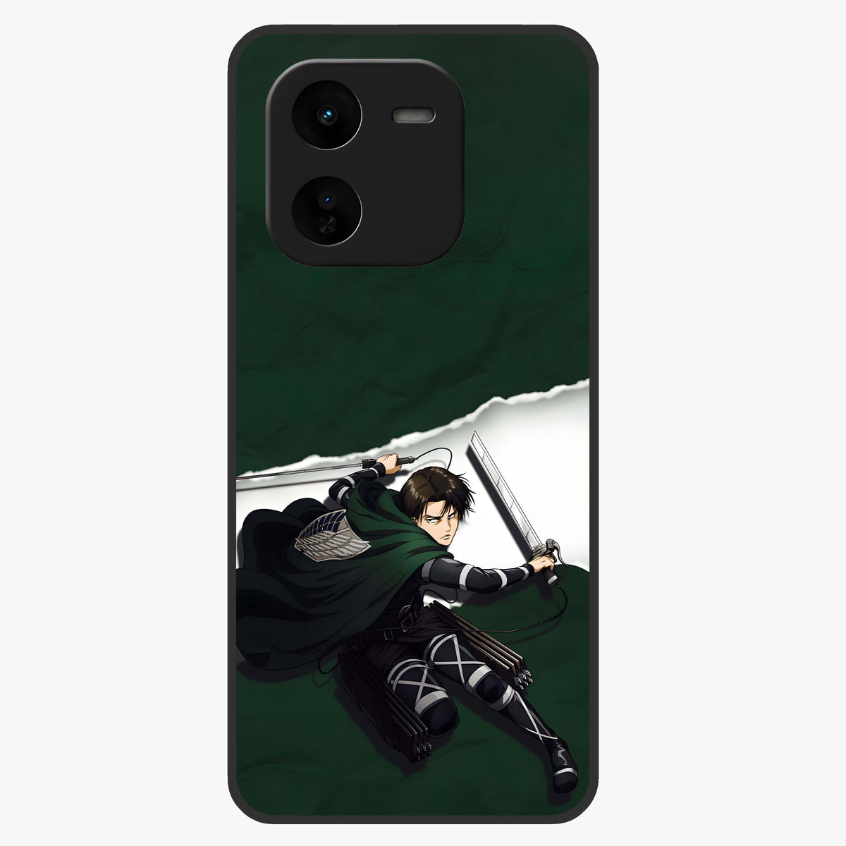 Emerald War Vanguard Glass Case showing flat back view with powerful warrior themed artwork and glossy glass finish.