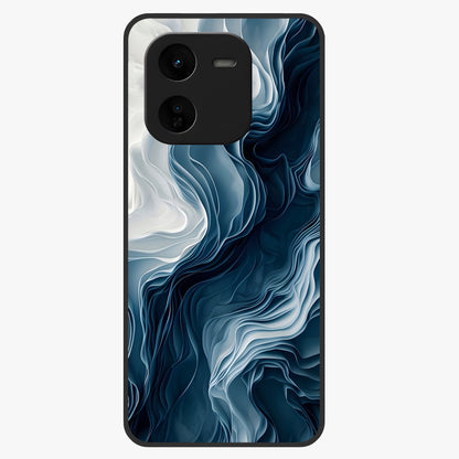 Ethereal Paper Marble Glass Case showing flat back view with soft marble paper texture artwork and glossy glass finish.