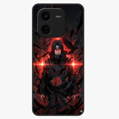 Focused Blade Discipline Glass Case showing flat back view with warrior sword themed artwork and glossy glass finish.