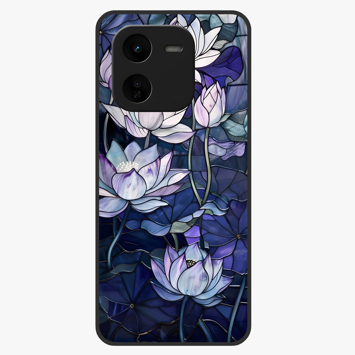 Gloss Petal Rush Glass Case showing flat back view with glossy flower petal artwork and smooth glass finish.