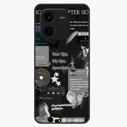Midnight Love Echo Glass Case showing flat back view with romantic midnight themed artwork and glossy glass finish.