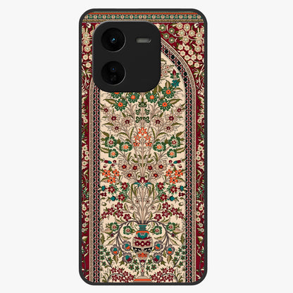 Persian Inspired Glass Case showing flat back view with ornate Persian style pattern artwork and glossy glass finish.