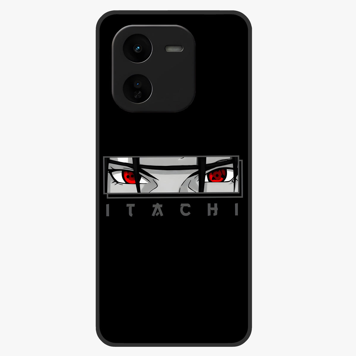 Scarlet Gaze Dominance Glass Case showing flat back view with striking red themed artwork and glossy glass finish.
