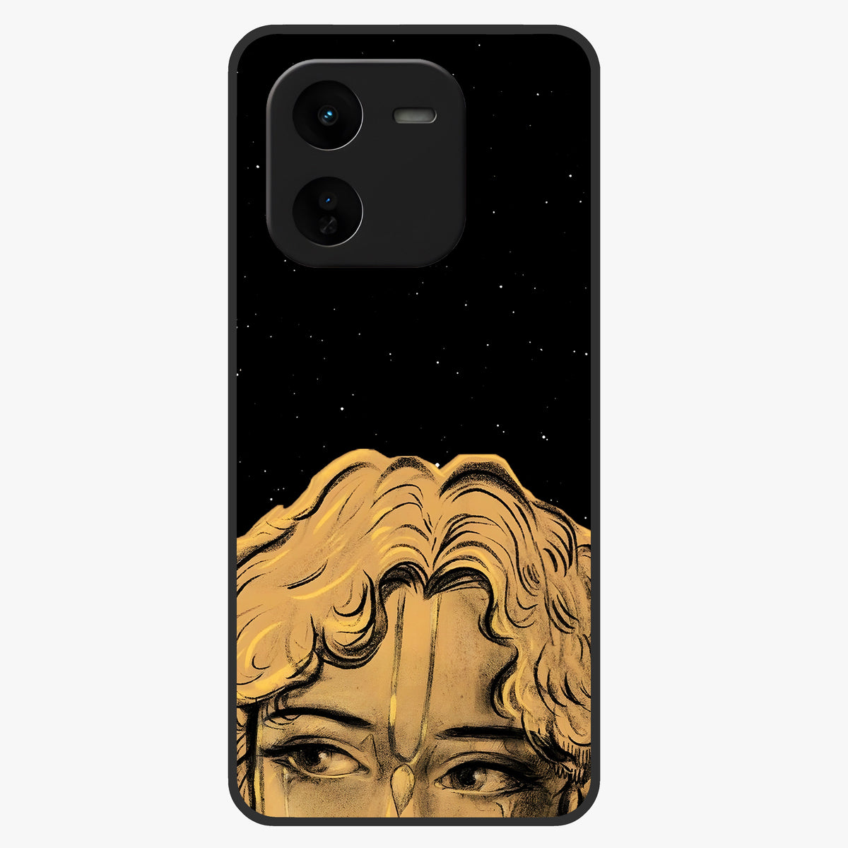 Shri Krishna Art Glass Case showing flat back view with devotional Krishna artwork and glossy glass finish.