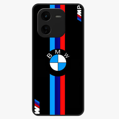 Turbo BMW Beast Glass Case showing flat back view with high performance sports car artwork and glossy glass finish.