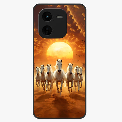 Wild Sunset Majesty Glass Case showing flat back view with majestic sunset landscape artwork and glossy glass finish.
