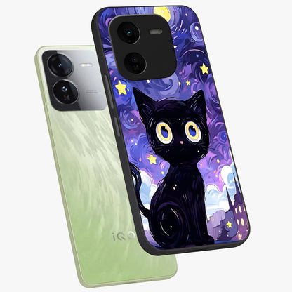Abstract Cat Art Glass Case displayed in angled mockup highlighting modern abstract cat artwork and sleek glass surface.