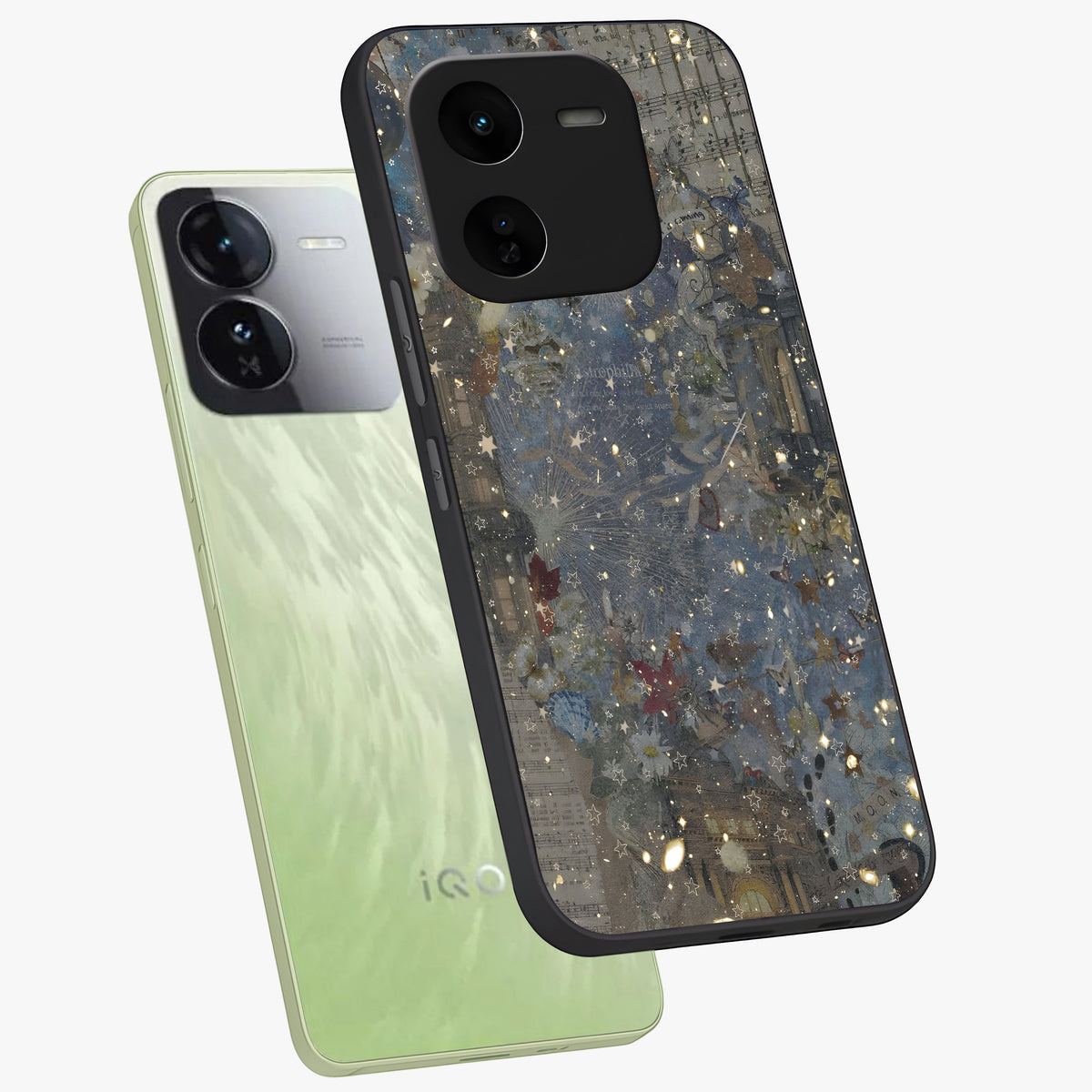 Aesthetic Astrolophia Glass Case displayed in angled mockup highlighting artistic aesthetic elements and smooth glass surface.