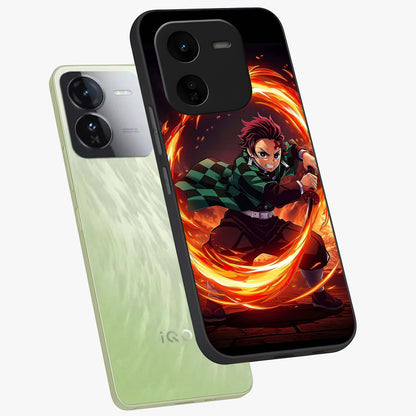 Blazing Sword Resolve Glass Case displayed in angled mockup highlighting powerful sword illustration and bold fantasy theme.