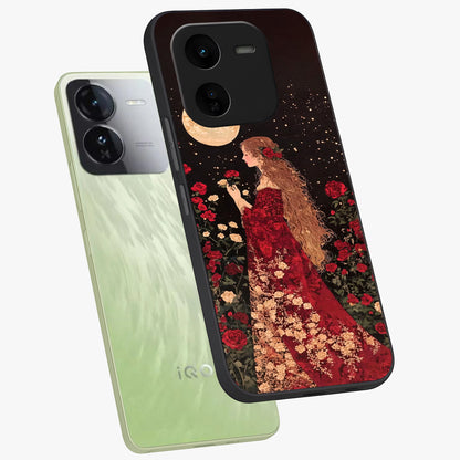 Crimson Dreams Glass Case displayed in angled mockup highlighting soft crimson aesthetic design with artistic theme.