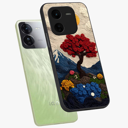 Eternal Nature Tapestry Glass Case displayed in angled mockup highlighting detailed botanical pattern with artistic aesthetic.