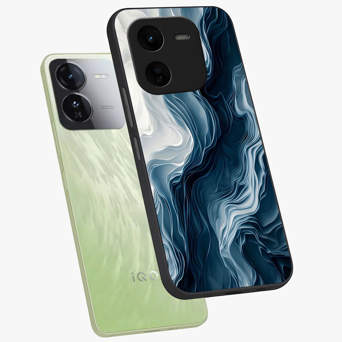 Ethereal Paper Marble Glass Case displayed in angled mockup highlighting elegant marble pattern with modern aesthetic style.