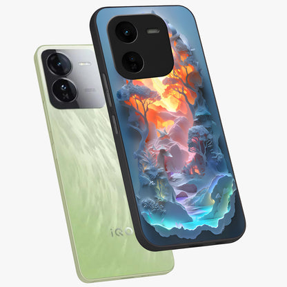 Glow Forest Portal Glass Case displayed in angled mockup highlighting mystical forest design with magical glowing aesthetic.