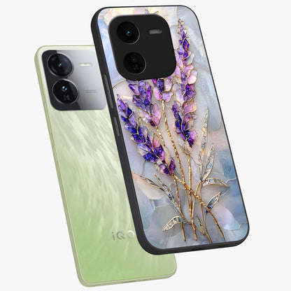 Lavender Dream Glow Glass Case displayed in angled mockup highlighting dreamy purple glow design with soft artistic style.