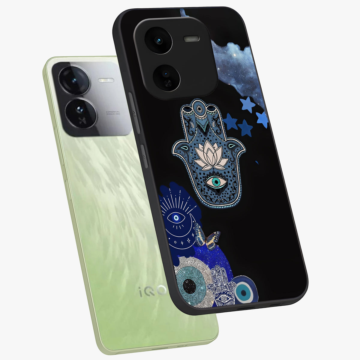Mystic Hand Aura Glass Case displayed in angled mockup highlighting magical aura design with spiritual aesthetic style.