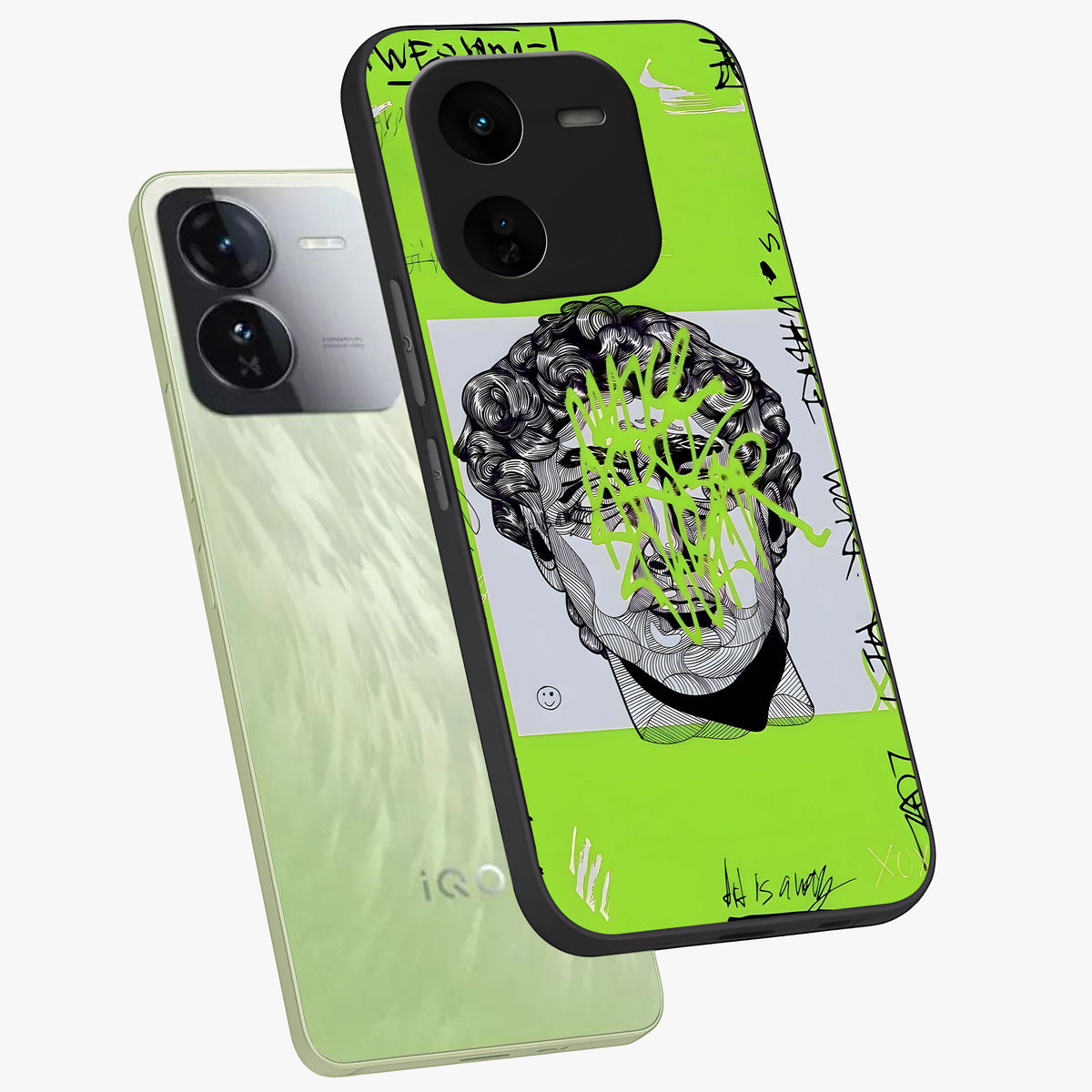 Neo Graffiti Rebellion Glass Case displayed in angled mockup highlighting urban street art design with rebellious aesthetic.