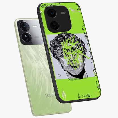 Neo Graffiti Rebellion Glass Case displayed in angled mockup highlighting urban street art design with rebellious aesthetic.