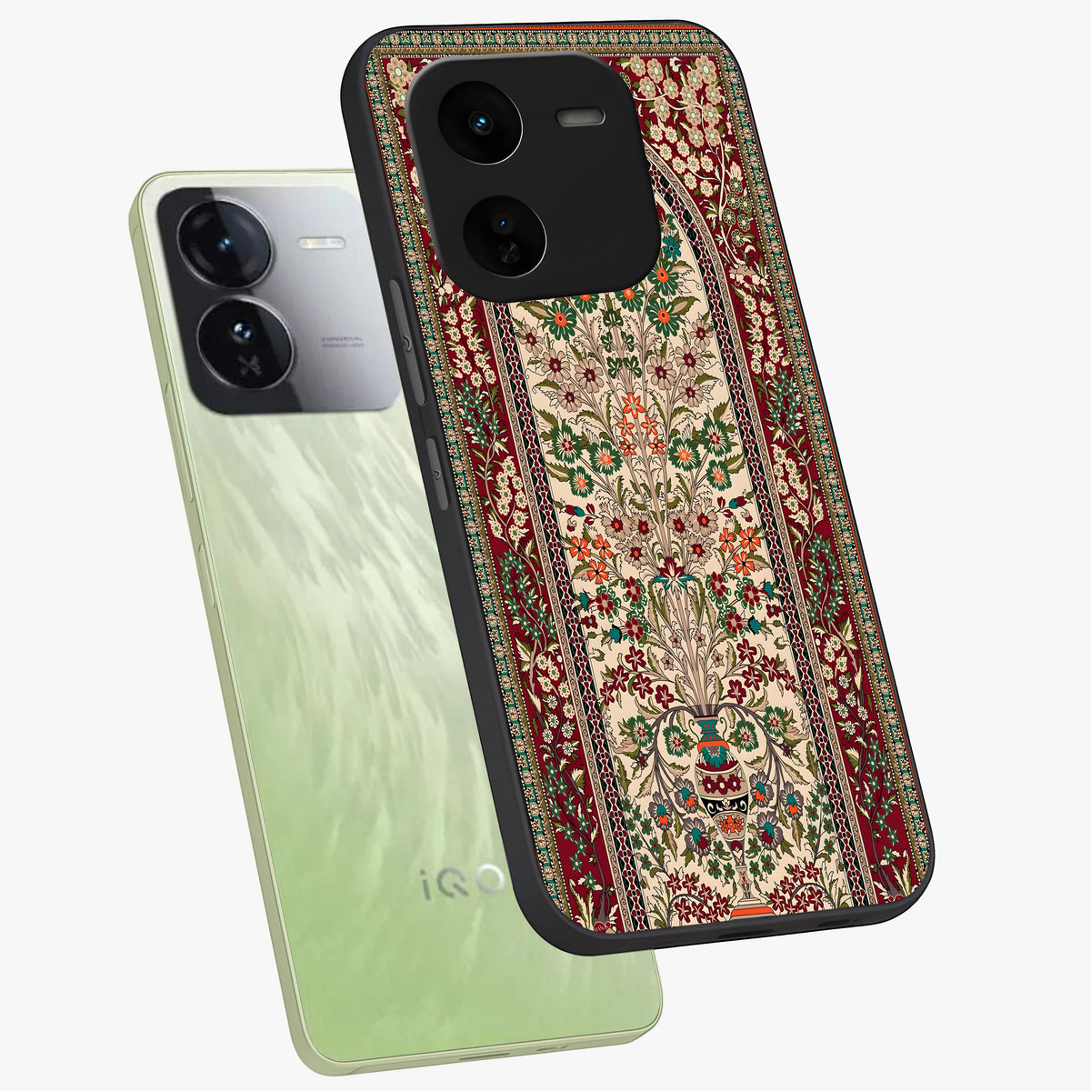Persian Inspired Glass Case displayed in angled mockup highlighting intricate traditional design with elegant cultural aesthetic.