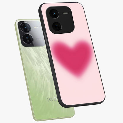 Pink Aura Heart Glass Case displayed in angled mockup highlighting vibrant pink heart design with dreamy aura aesthetic.
