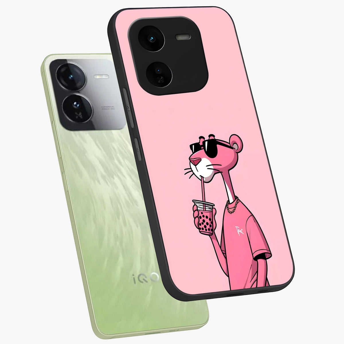Pink Panther Glass Case displayed in angled mockup highlighting playful cartoon character design with vibrant pink aesthetic.