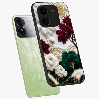 Radiant Bloom Elegance Glass Case displayed in angled mockup highlighting graceful floral design with radiant aesthetic style.