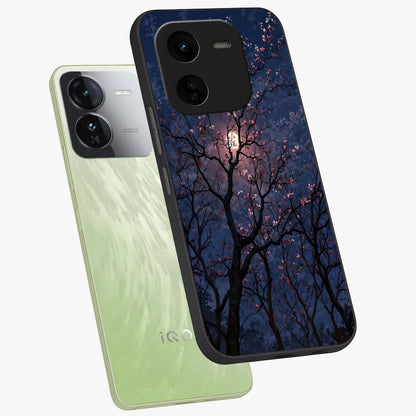 Twilight Sakura Serenade Glass Case displayed in angled mockup highlighting delicate sakura flower design with dreamy aesthetic.